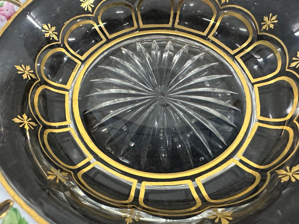 Rare Et Grande Coupe Et Sa Soucoupe En Cristal De Bohème  émaillé Et Doré Epoque XIXe Siècle -photo-6