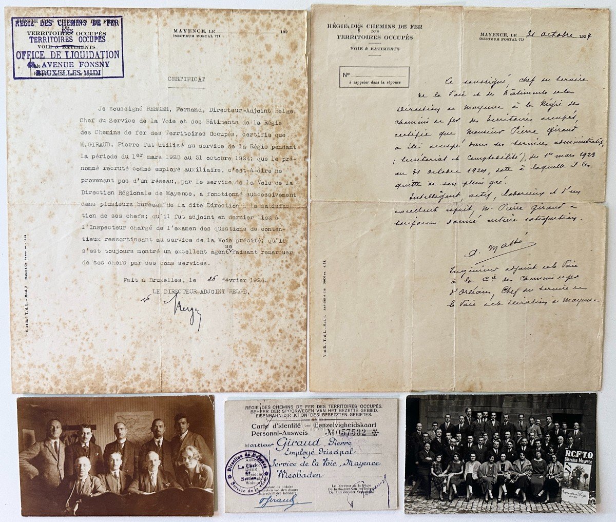 Postcards + Documents On The Railway Authority Of The Occupied Territories Mainz Ww1