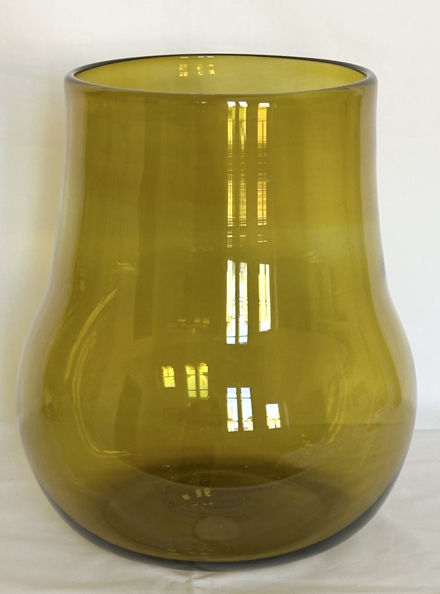 Important Vase En Verre Soufflé époque 1970 Signé Par Claude Morin à Dieulefit-photo-2