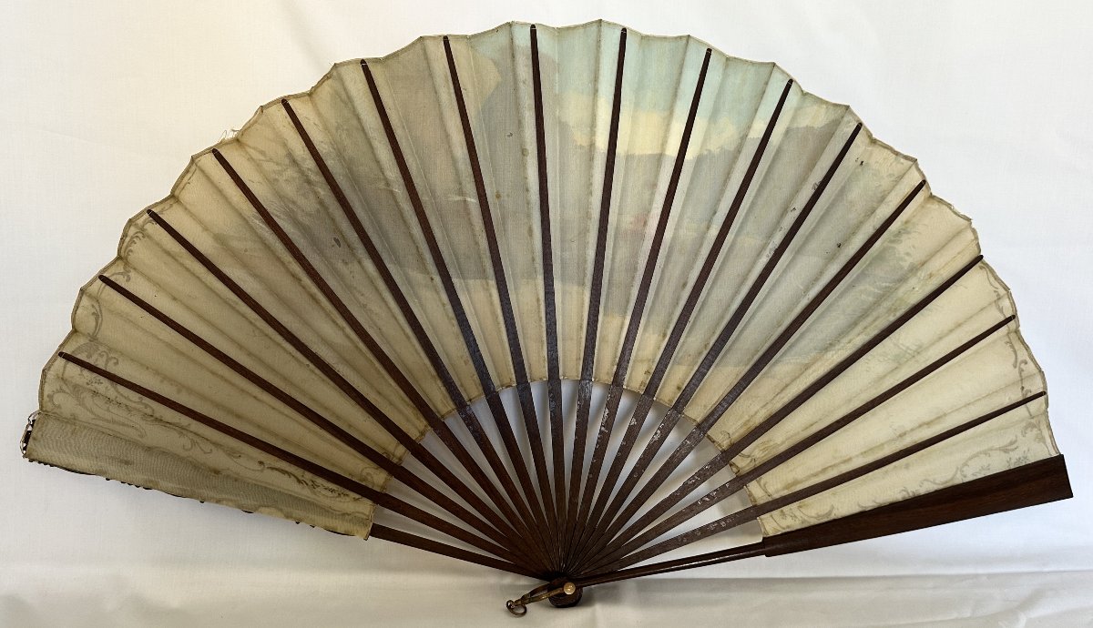 Large Fan 1890 Painted In Gouache Signed By The Painter Van Garden Renaissance Decor-photo-1