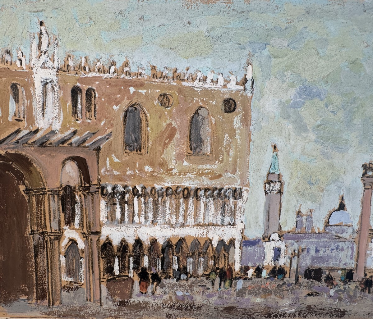 Marko Stupar Gouache représentant La Place Saint Marc de Venise Peinture Post-Impréssioniste-photo-4