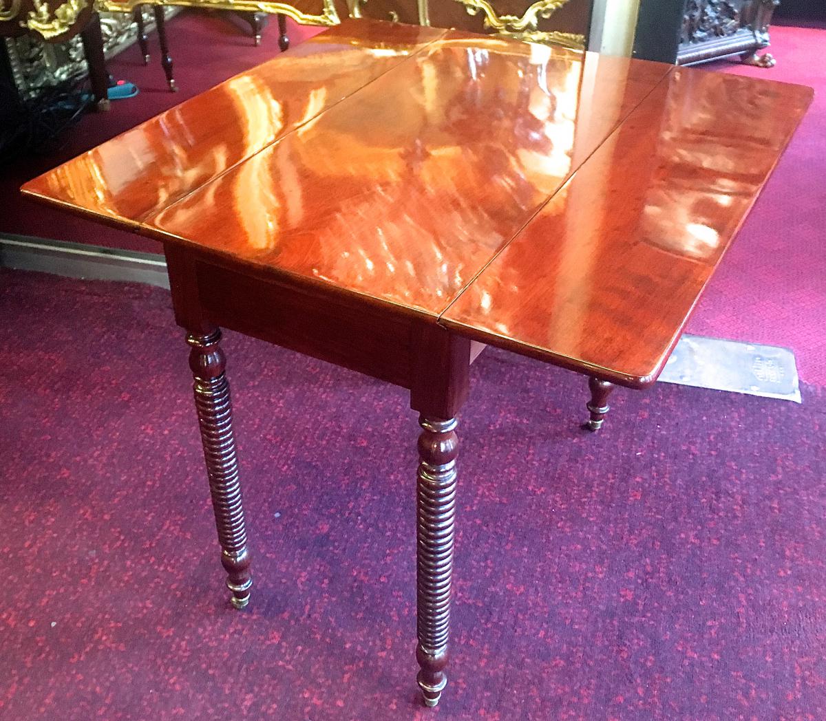 Side Table With Drawer Mahogany Shutters And Thick Napoleon III