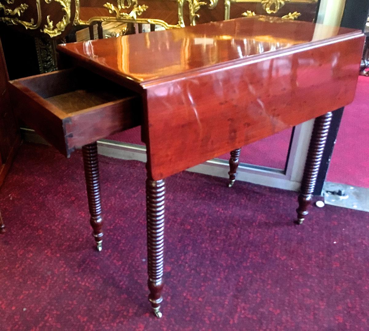 Side Table With Drawer Mahogany Shutters And Thick Napoleon III-photo-2