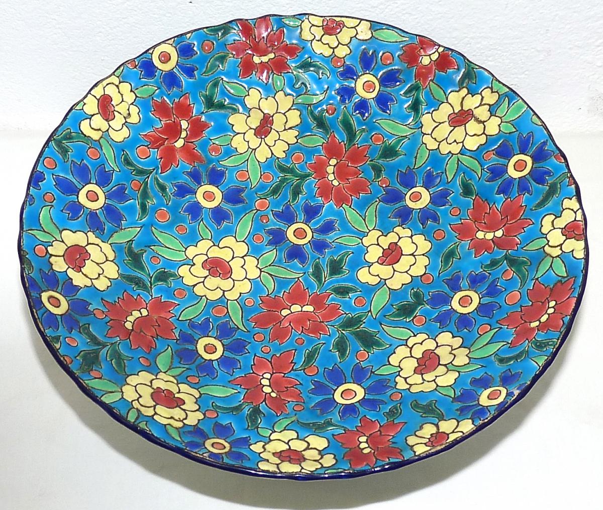 Great Cup In Longwy Enamels Faience Decor 1930-photo-2
