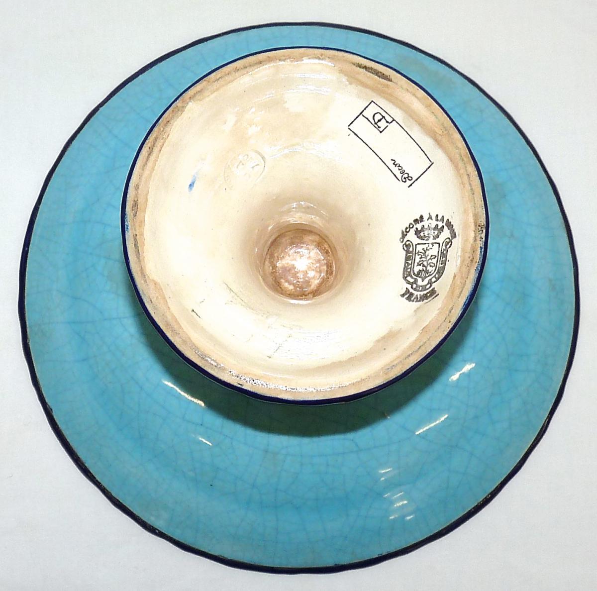 Great Cup In Longwy Enamels Faience Decor 1930-photo-4