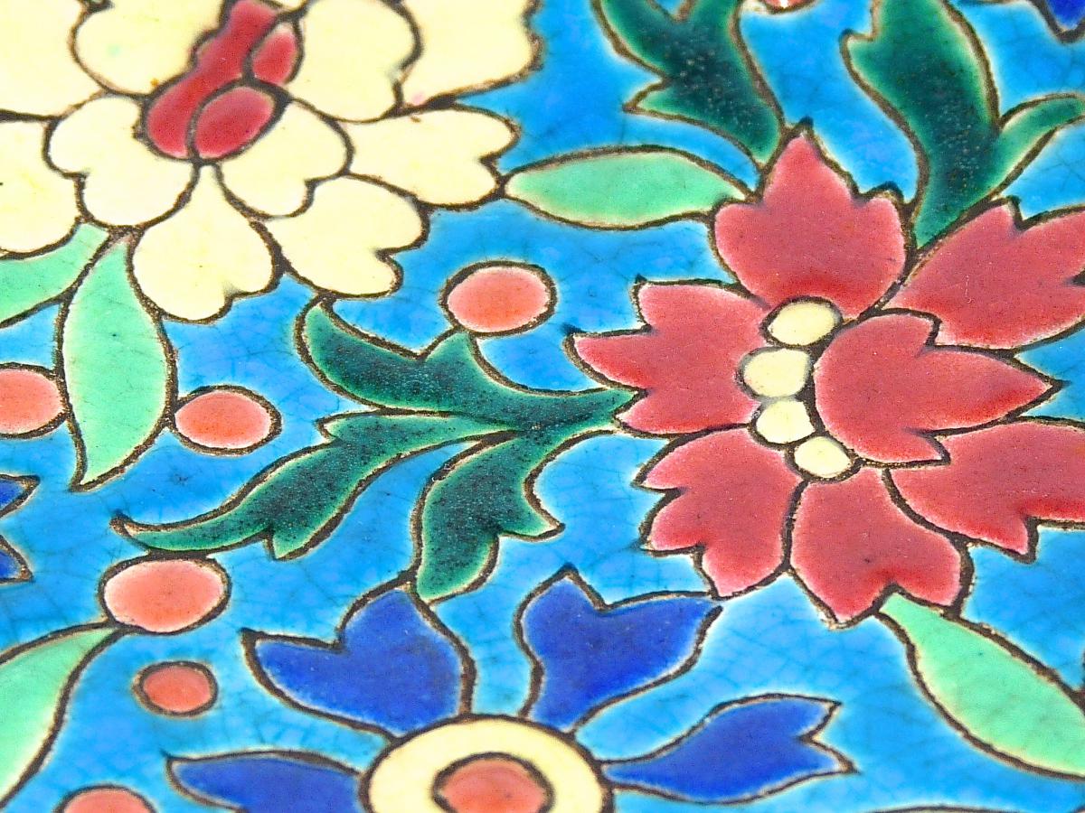 Great Cup In Longwy Enamels Faience Decor 1930-photo-3