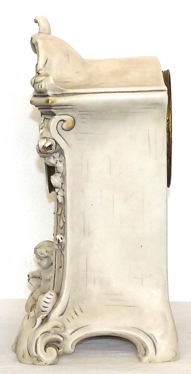 Grande Pendule En Porcelaine Art Nouveau Signée Royal Dux Bohémia-photo-3