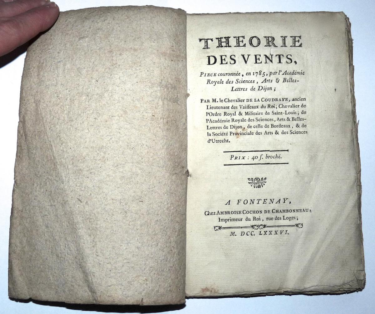 Winds Theory Of 1786 By The Knight Of The Scientific Coudraye Rare Books With A Card