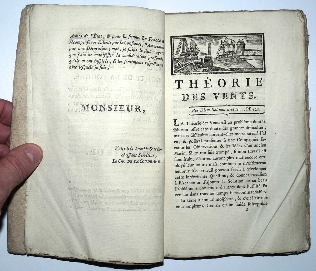 Théorie Des Vents 1786 Par Le Chevalier De La Coudraye Rare Ouvrage Scientifique Avec Sa Carte -photo-3