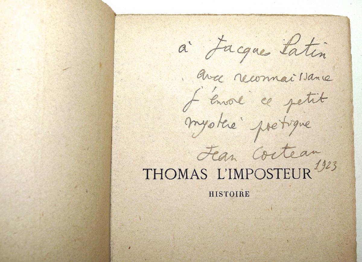 Jean Cocteau - Envoi Autographe à Jacques Patin -  Thomas l'Imposteur - Première édition 1923 -photo-3