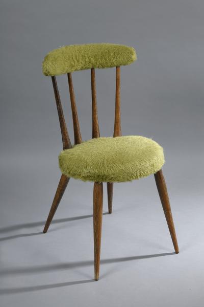 Paire De Chaises Moumoute époque 1960 Pieds Bois Cérusé