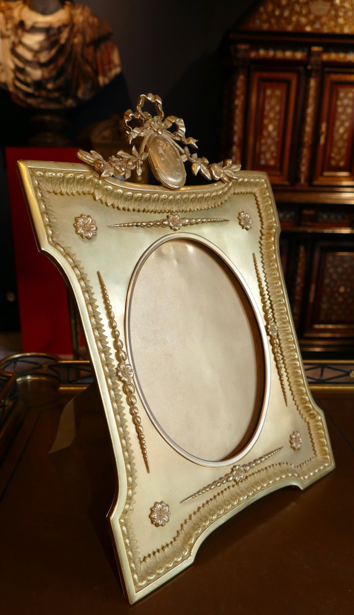 Très Grand Cadre Porte-photo En Bronze Doré d'époque Napoléon III-photo-2