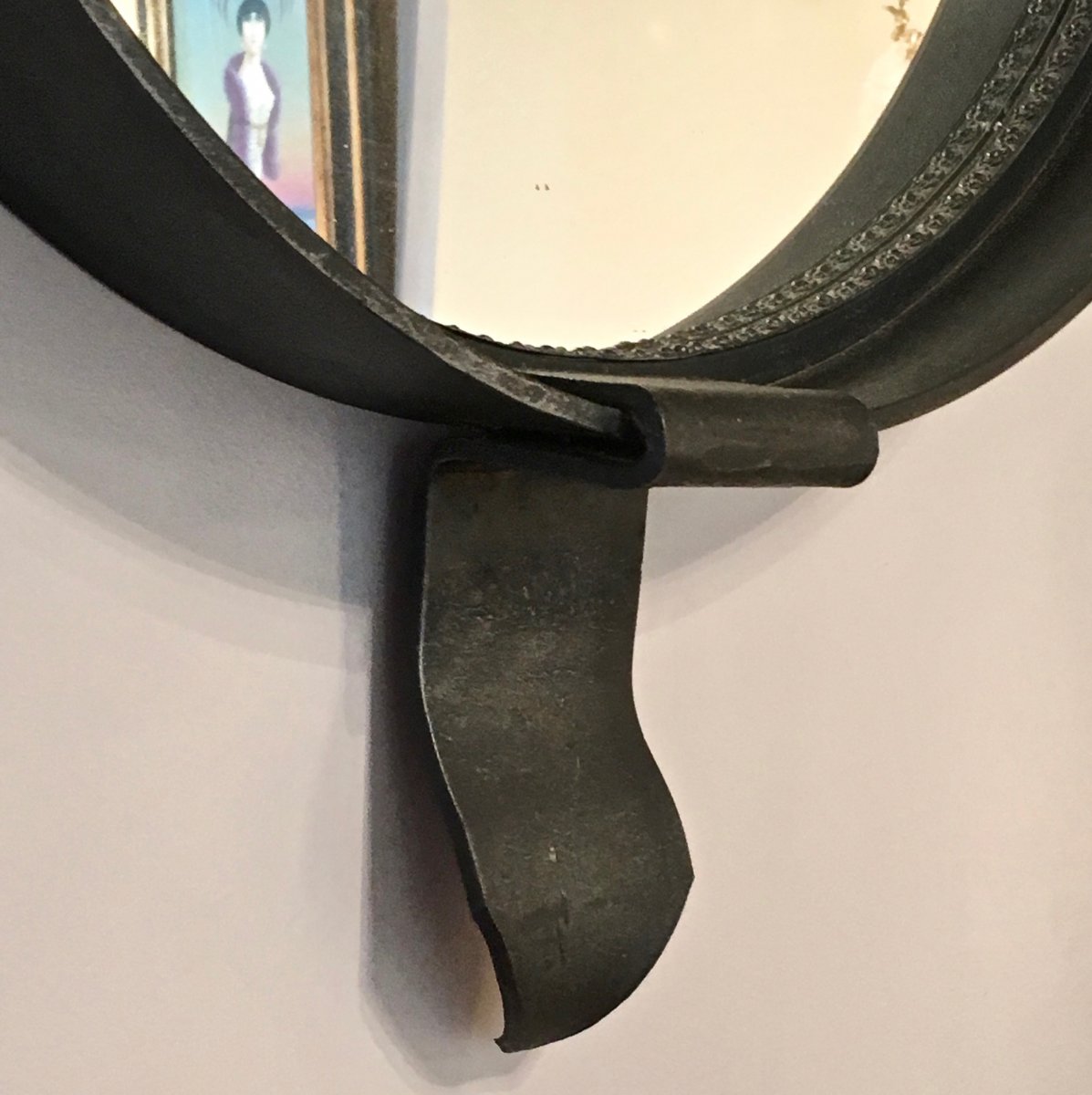 Beau Miroir En Fer Forgé à Motif De Boucle Datant Des Années 1970-photo-1