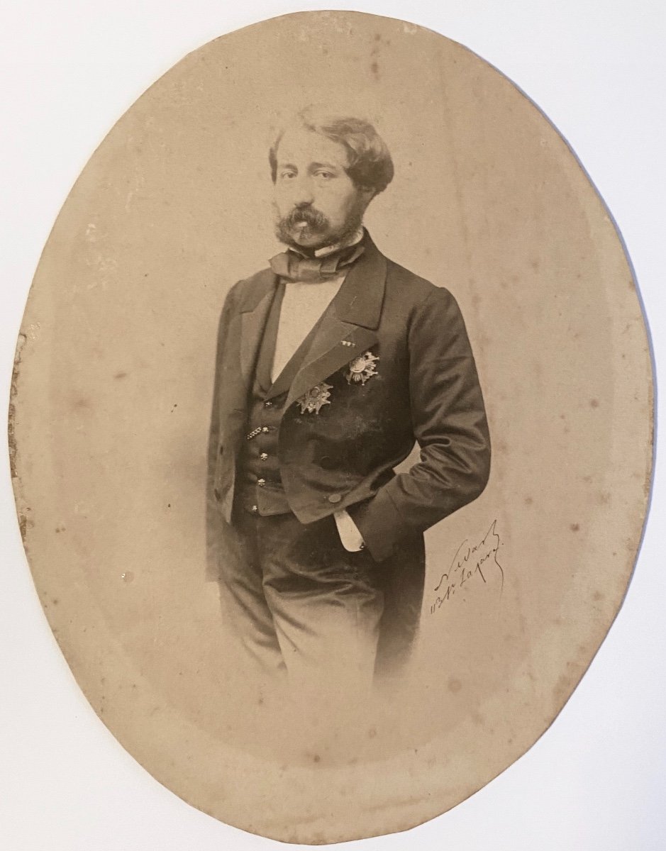 Rare And Authentic Photo Of Ferrouck Khan Ambassador Of Persia Signed By Nadar Period 1857