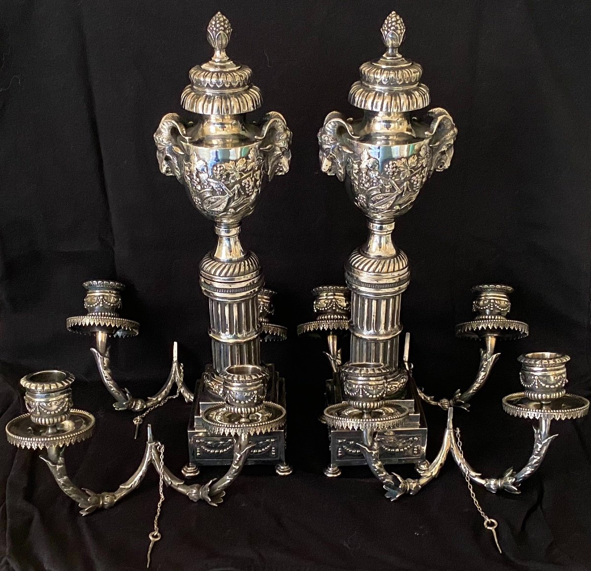 Pair Of Candelabra With Transformations In Sterling Silver Louis XVI Style-photo-2