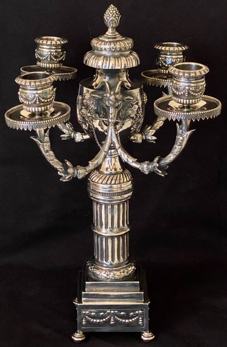 Pair Of Candelabra With Transformations In Sterling Silver Louis XVI Style-photo-3