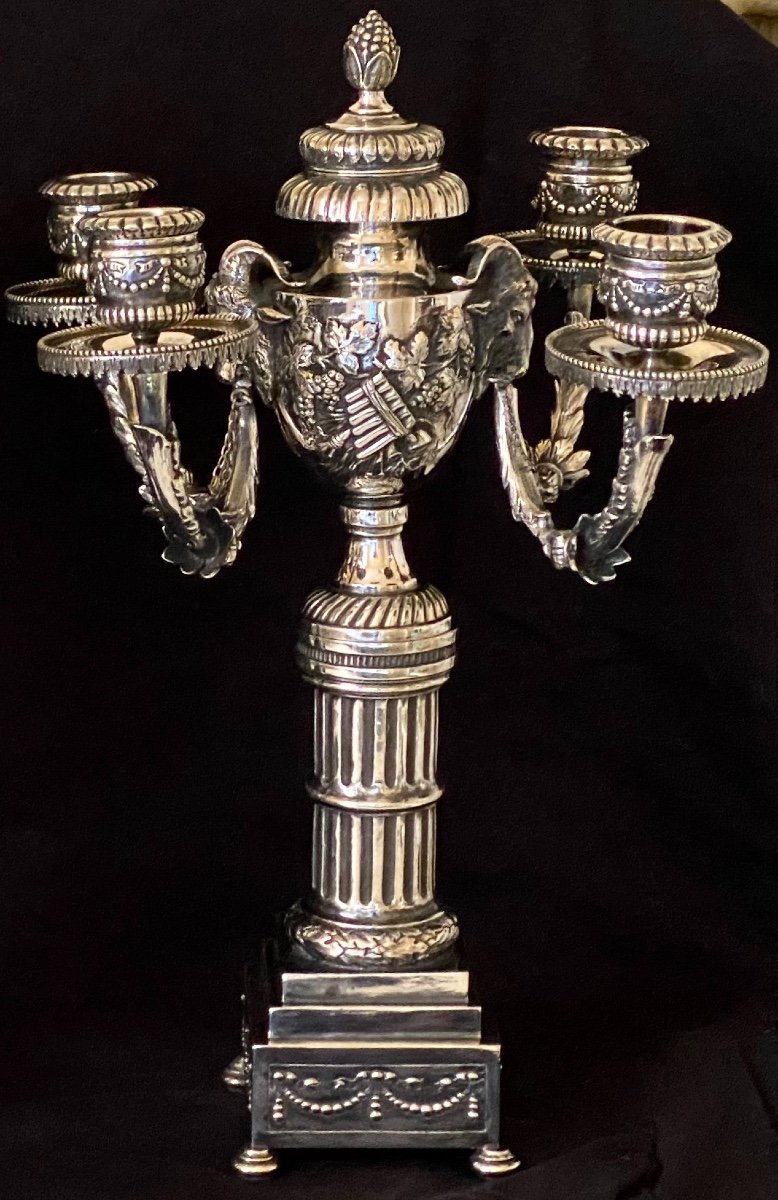 Pair Of Candelabra With Transformations In Sterling Silver Louis XVI Style-photo-4