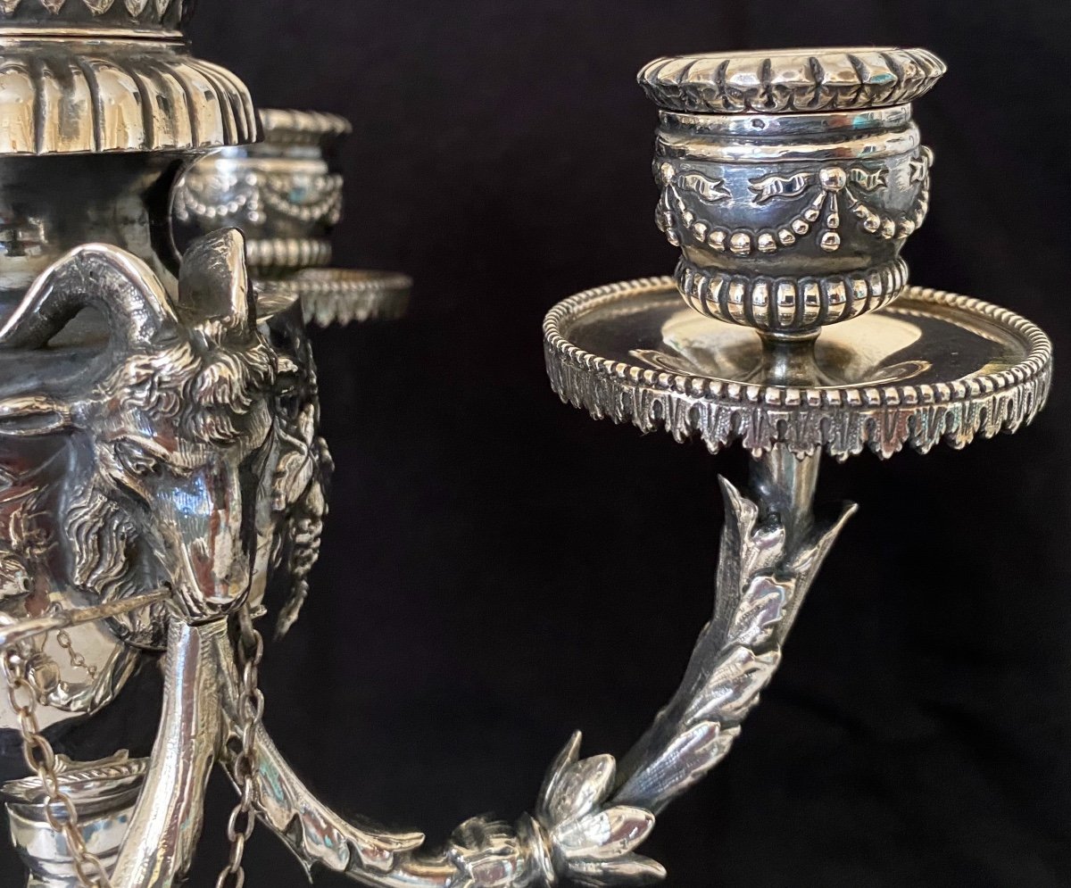 Pair Of Candelabra With Transformations In Sterling Silver Louis XVI Style-photo-4