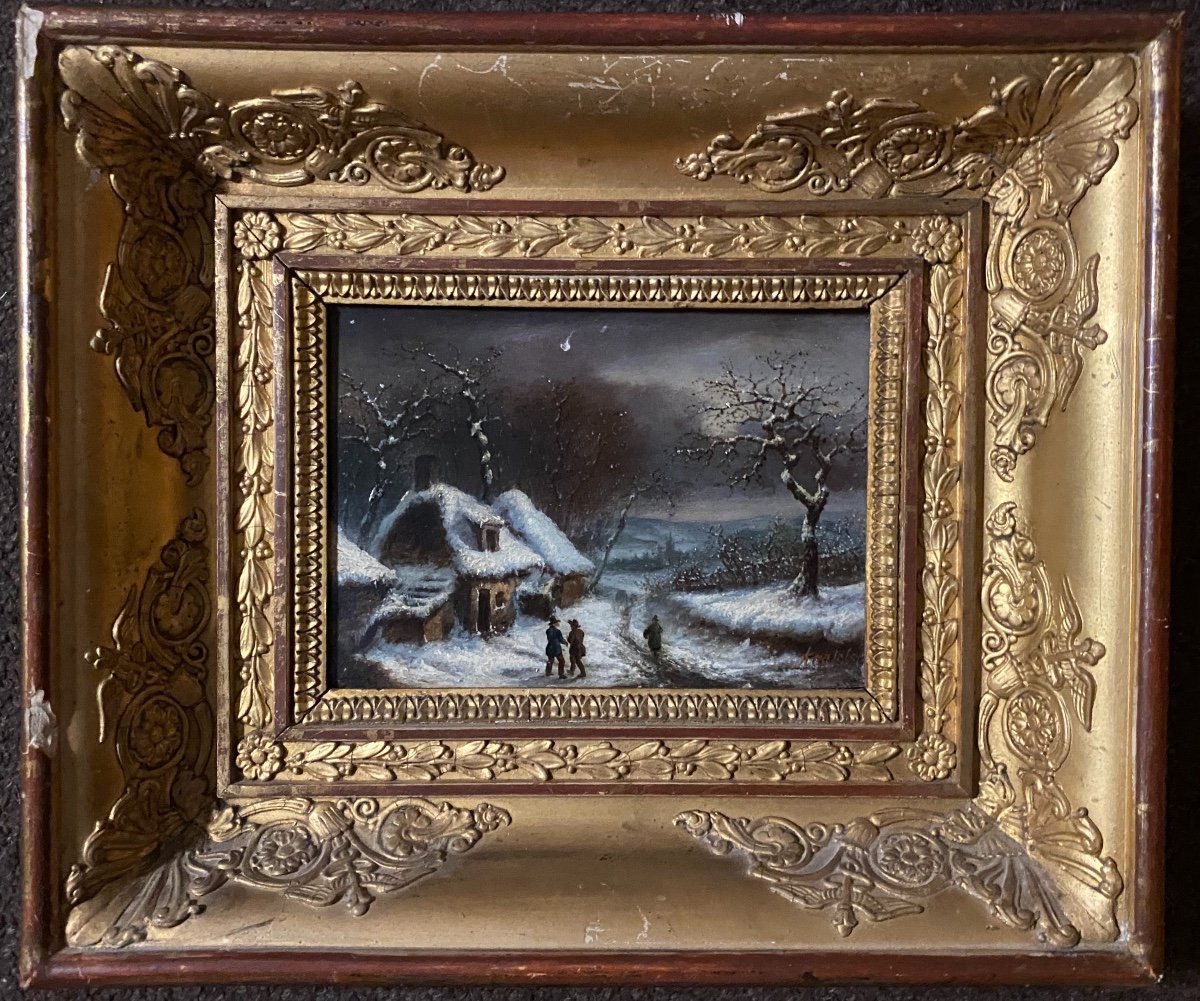 Paire De Tableaux Signés Alphonse Cassard Vers 1830 Avec Beaux Cadres d'époque-photo-2