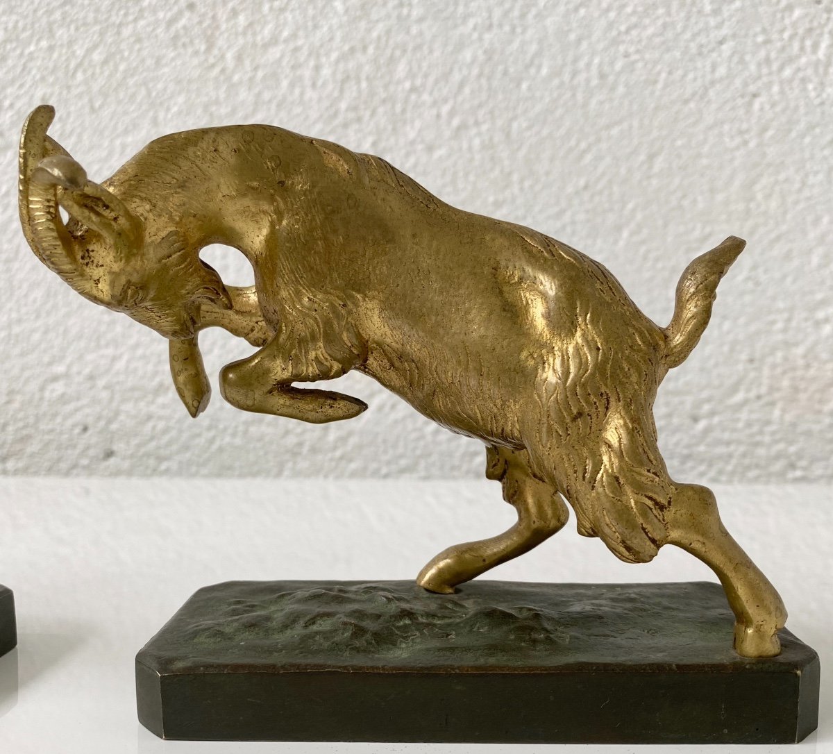 Pair Of 1930s Bookends With Ibex In Bronze With 2 Patinas-photo-7