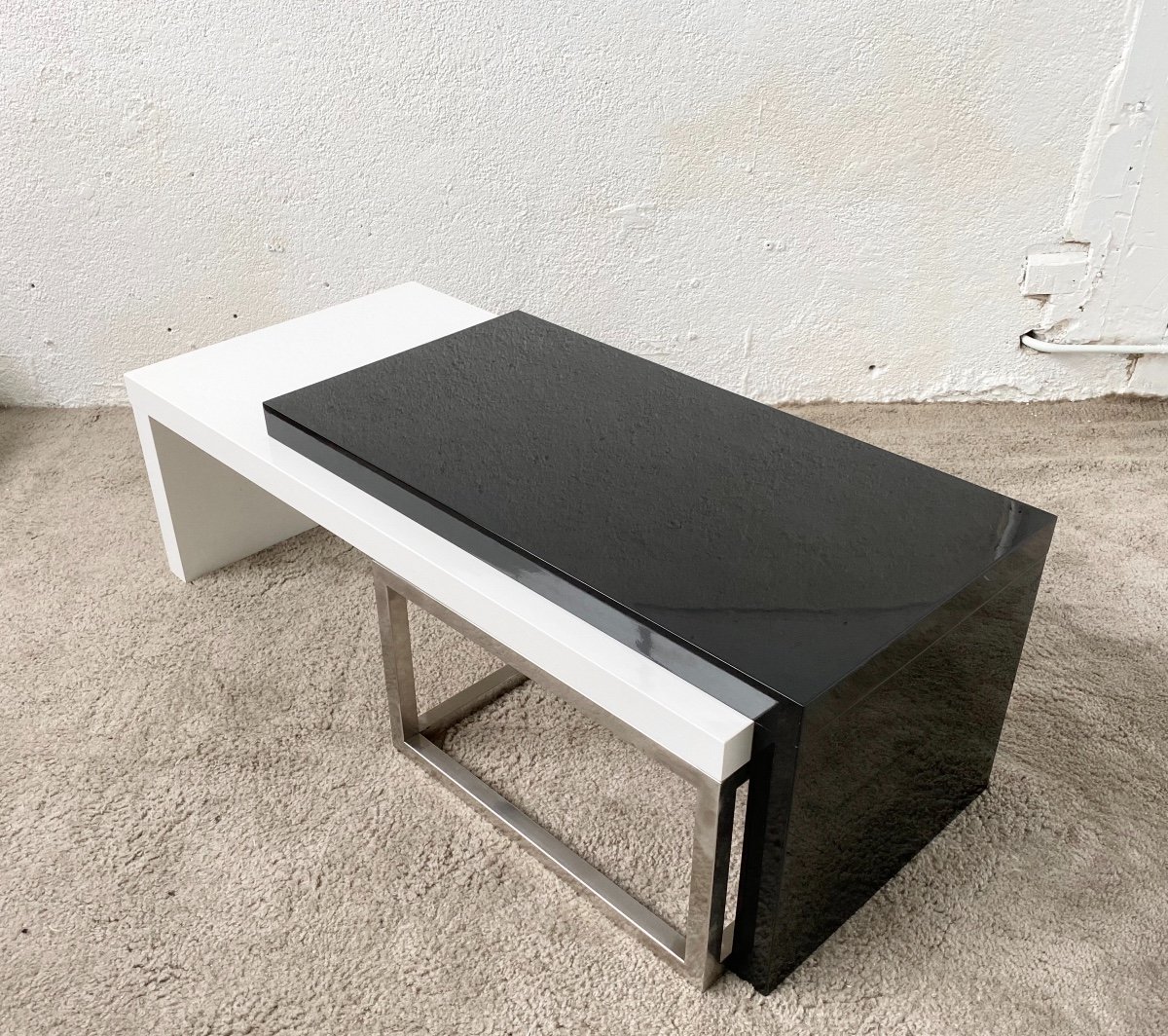 Rare Table Basse Modulable Pièce Unique Design Jean Pierre Mesmin Années 1970/1980