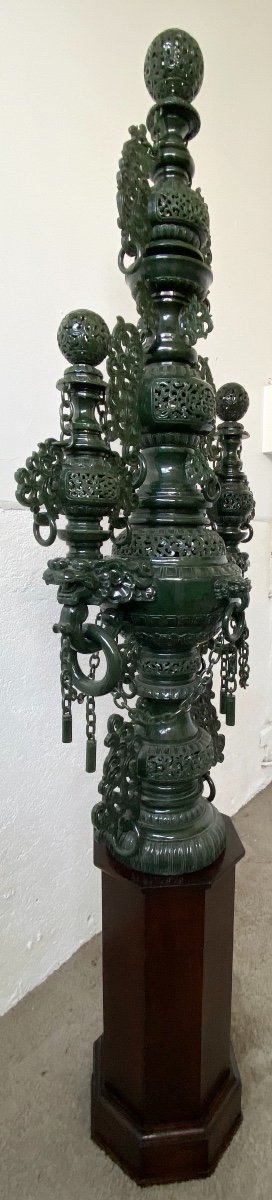 Monumental Brule Perfume China In Jade With Dragons Height 136 Cm-photo-4