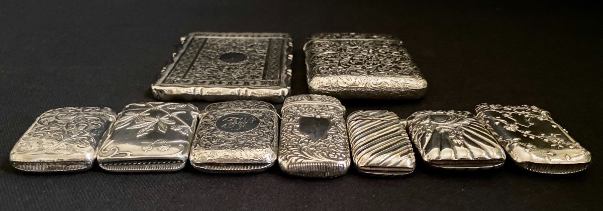 9 Sterling Silver Pyrogen Card Holders And Match Holders From London, Birmingham, France-photo-4