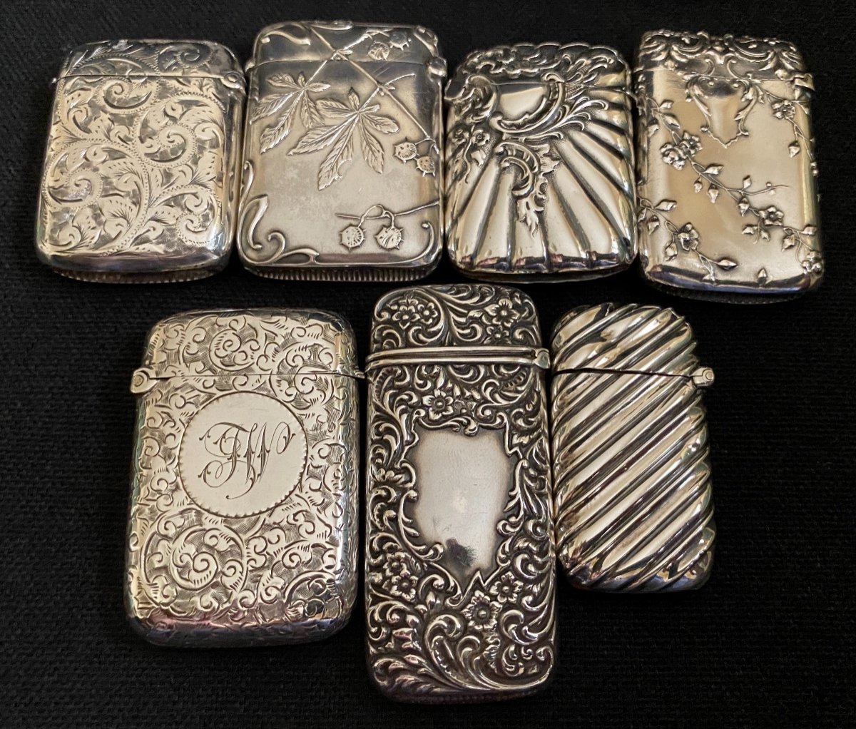 9 Sterling Silver Pyrogen Card Holders And Match Holders From London, Birmingham, France-photo-2