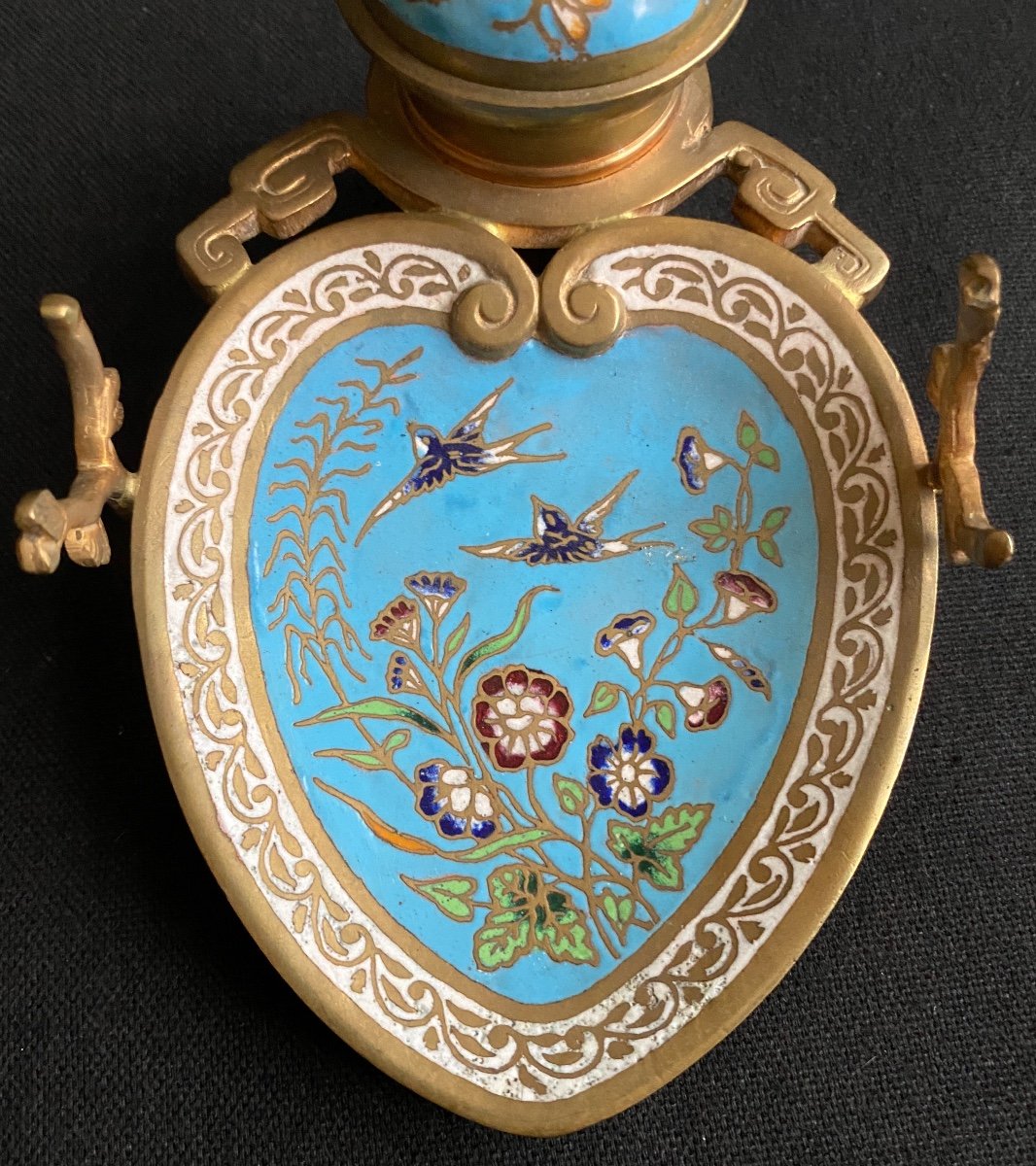 Bel Encrier En émaux Cloisonnés Et Bronze Doré époque Napoléon III-photo-6