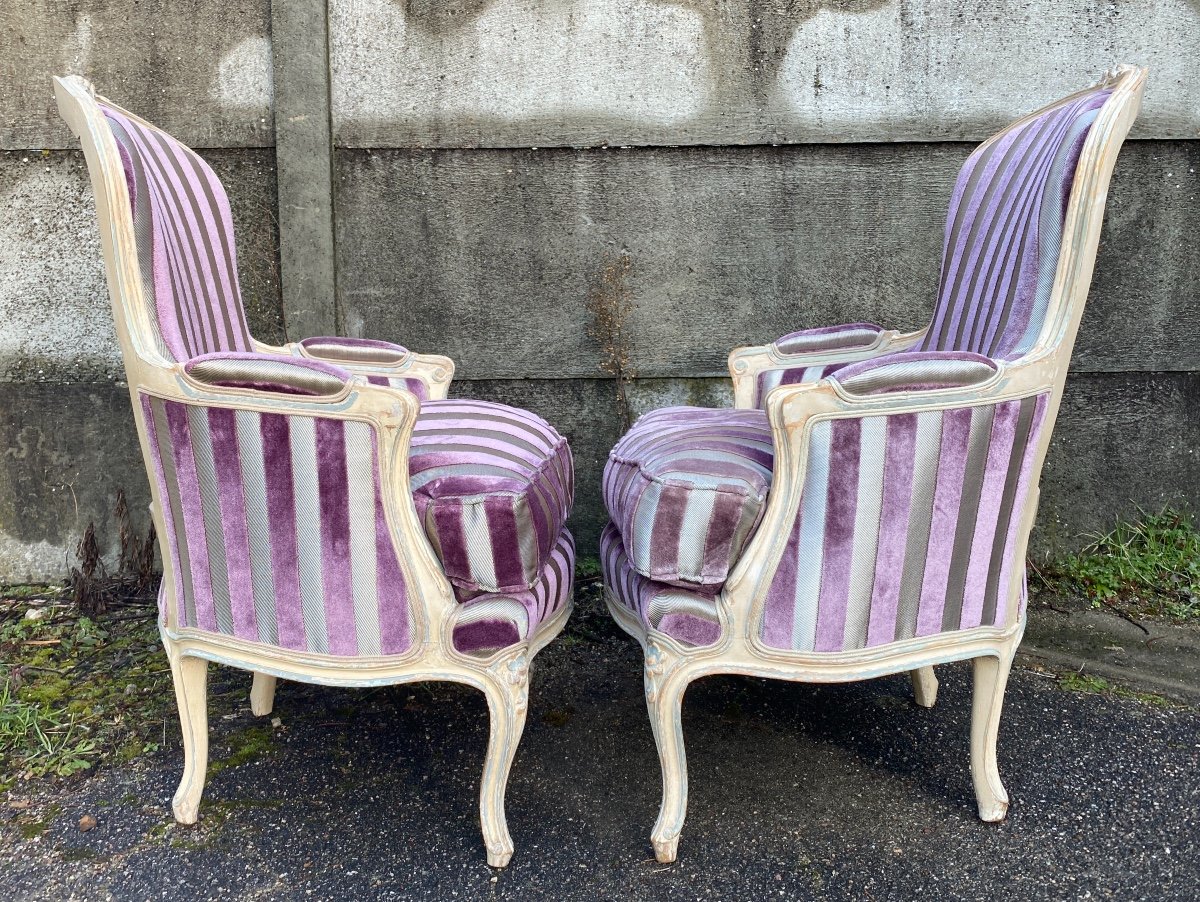 Paire De Bergères Style Louis XV époque Napoléon III-photo-2