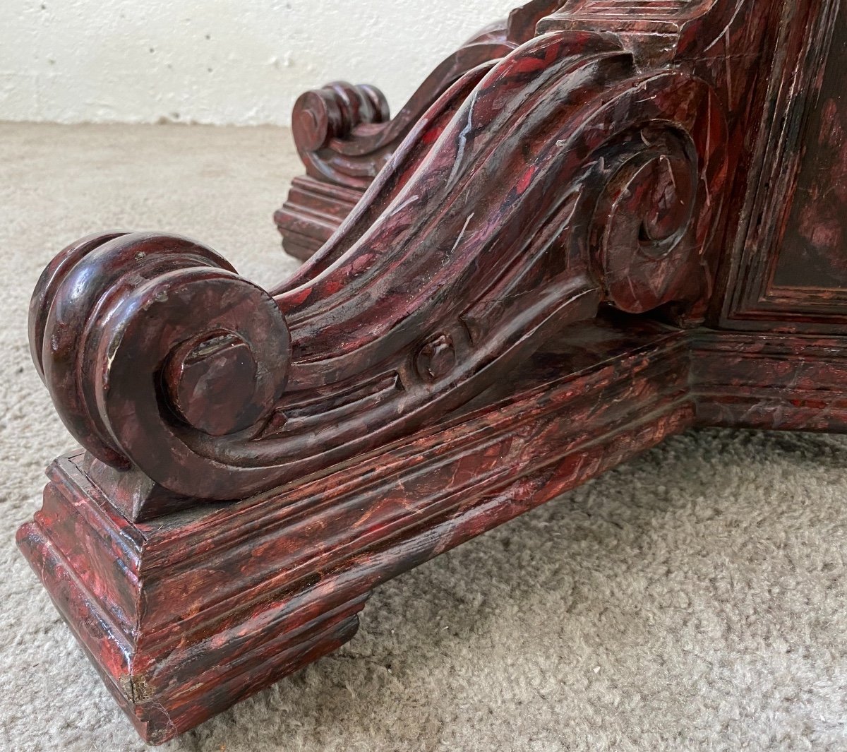 Rare Opening Table With Headband In Trompe-l'oeil Marble Restoration Period-photo-6