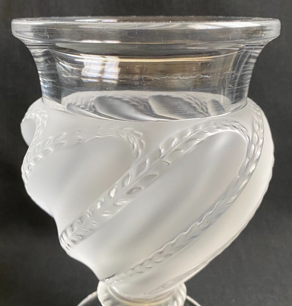 Vase Signed Lalique Model Ermenonville 1950/1970-photo-3