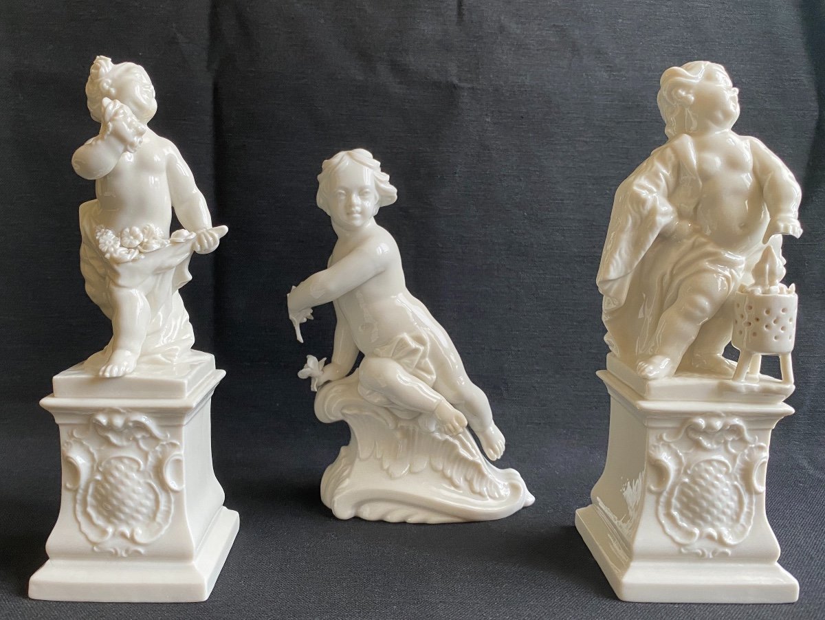 3 Nymphenburg Porcelain Statuettes After Bustelli And Frankenthal-photo-6