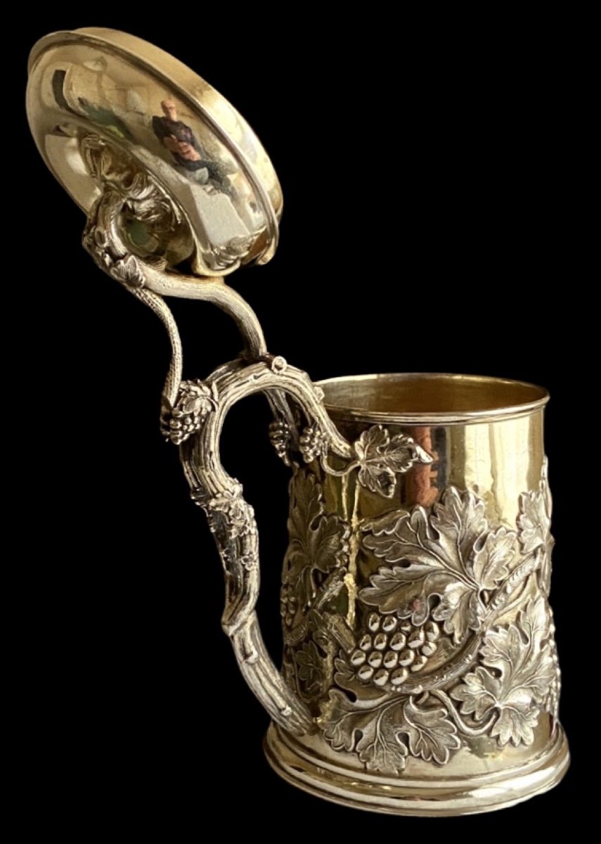 Rare Russian Mug In Vermeil Saint-petersburg 1860 Period Signed-photo-2