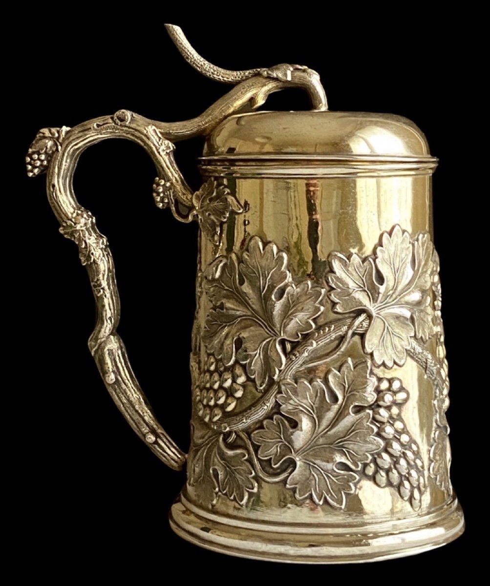 Rare Russian Mug In Vermeil Saint-petersburg 1860 Period Signed-photo-2