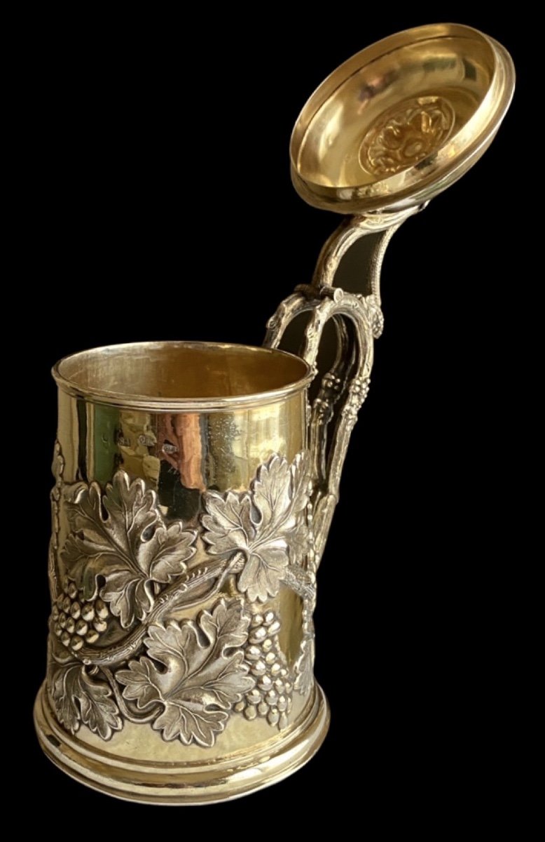 Rare Russian Mug In Vermeil Saint-petersburg 1860 Period Signed-photo-6