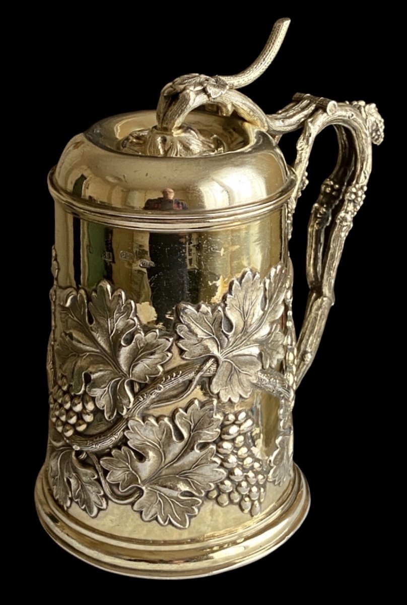 Rare Russian Mug In Vermeil Saint-petersburg 1860 Period Signed
