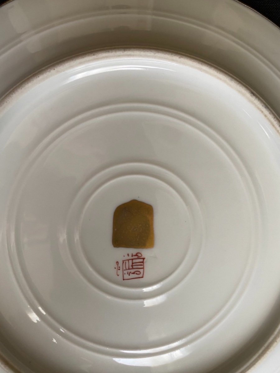 Belle Assiette Porcelaine Manufacture Samson Avec Bordure Argent Massif époque 19e Siècle-photo-5