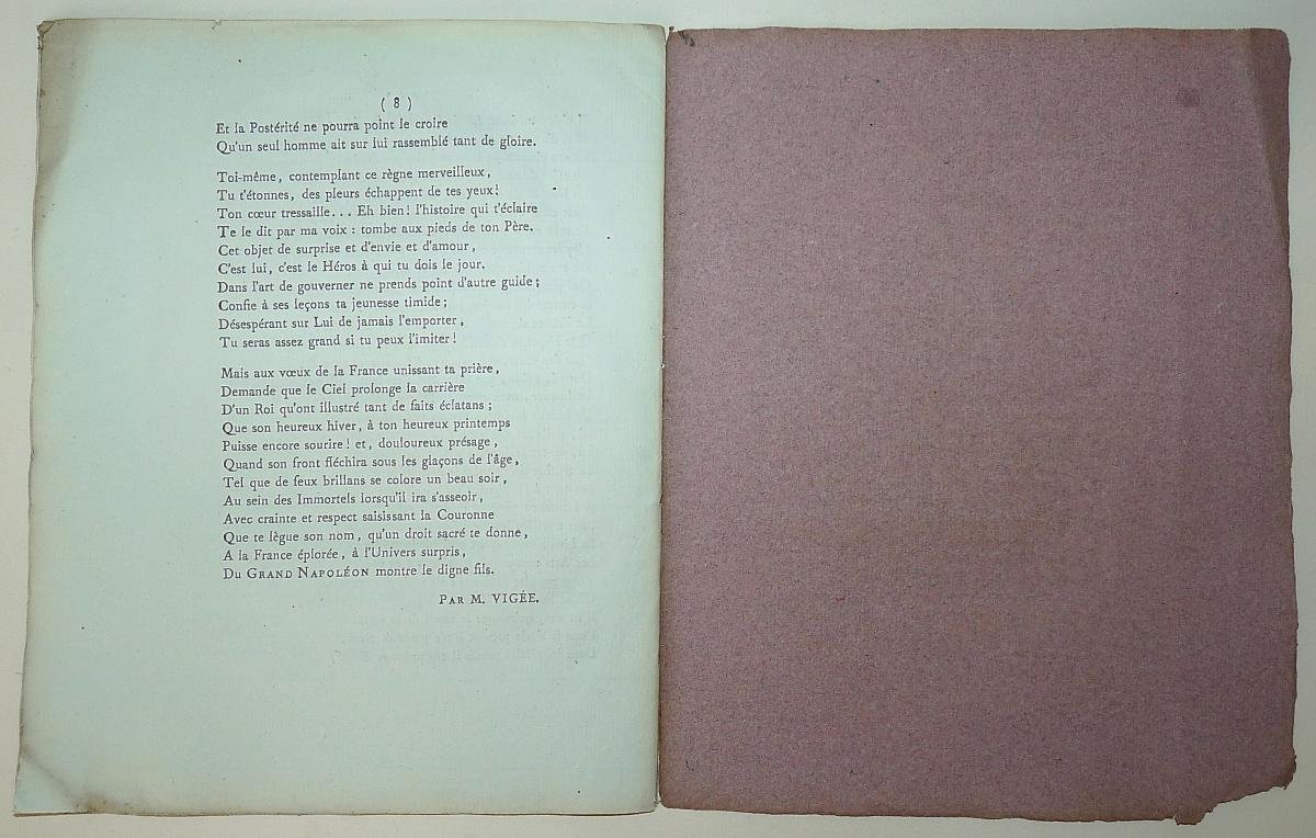 Rare E.o De 1811 Du Discours Au Roi De Rome Pour La Naissance De l'Aiglon Par Vigée.l Guillaume-photo-3