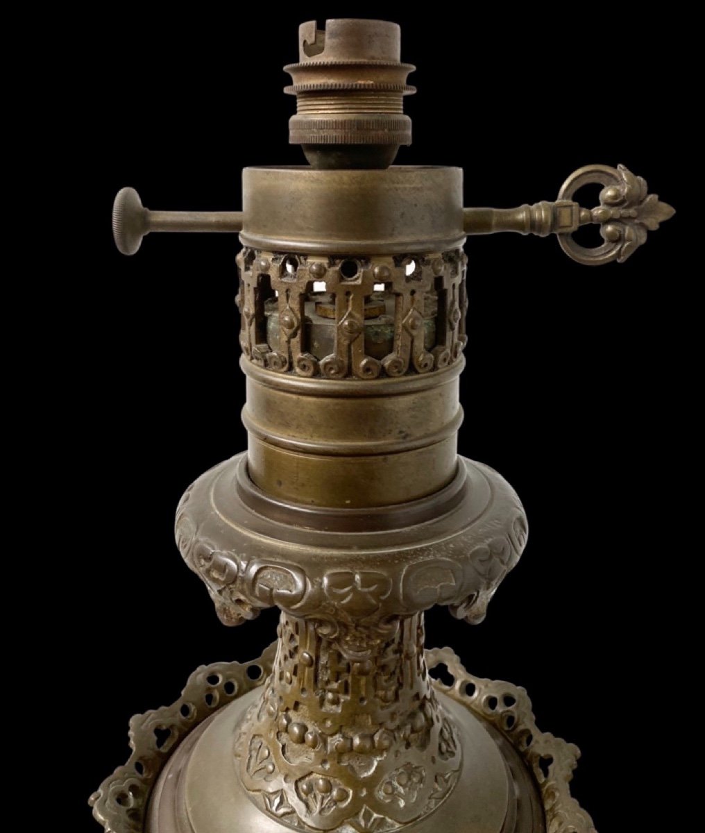 Lampe En Bronze Et Emaux Cloisonnés Du Japon époque Napoléon III-photo-5