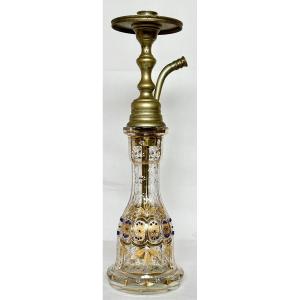 Beautiful 19th Century Ottoman Hookah In Enamelled And Gilded Bohemian Crystal
