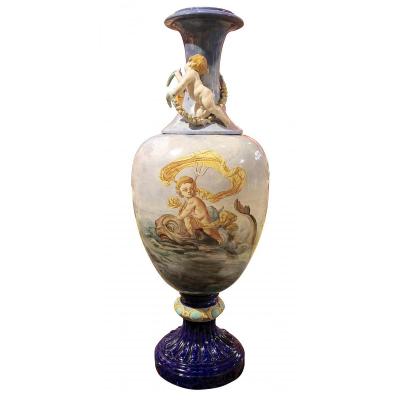 Monumental Ceramic Vase Signed Jean Auguste Napoleon III