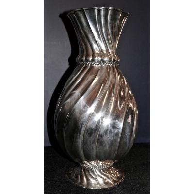 Large Vase In Sterling Silver With Torso Dimensions Italy Early 20th Century