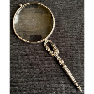Antique Magnifying Glass In Sterling Silver Louis XVI Style With Minerva Hallmark And Maitre Hallmark