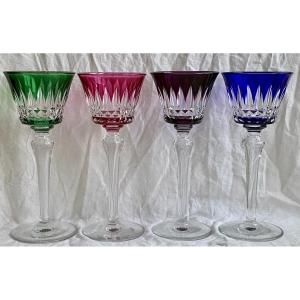 4 Large Baccarat Glasses Piccadily Model Signed