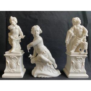 3 Statuettes Porcelaine De Nymphenburg d'Après Bustelli Et Frankenthal