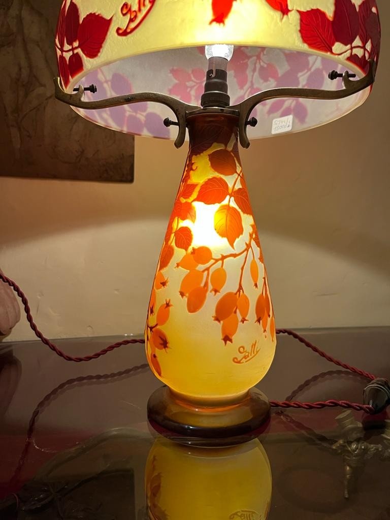 Rare Emile Gallé Mushroom Lamp-photo-2