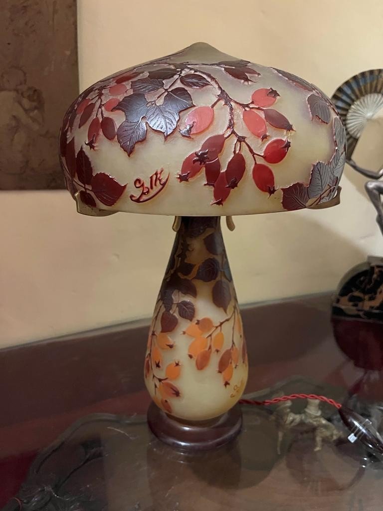 Rare Emile Gallé Mushroom Lamp-photo-3