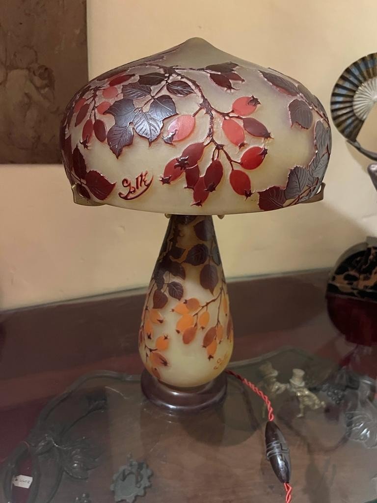 Rare Emile Gallé Mushroom Lamp-photo-2