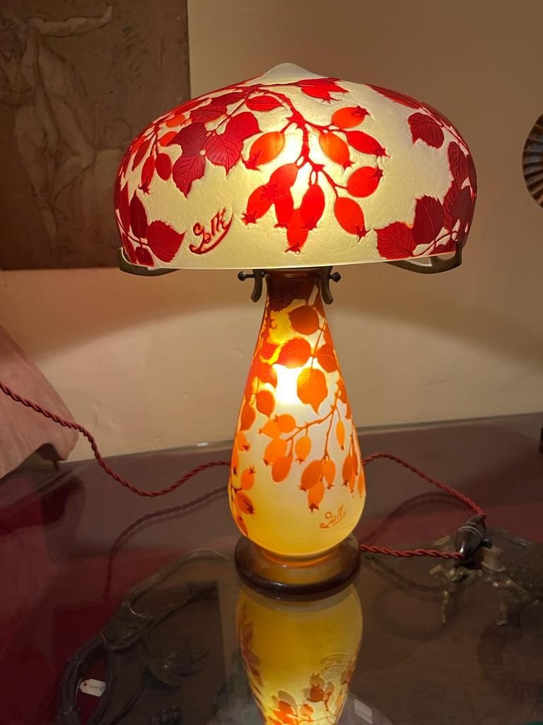 Rare Emile Gallé Mushroom Lamp